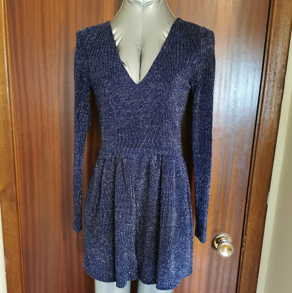 Row A Blue Sparkle Stretch Short Romper Size Small